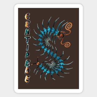 Orange & Blue Centipede with Spray Paint Magnet